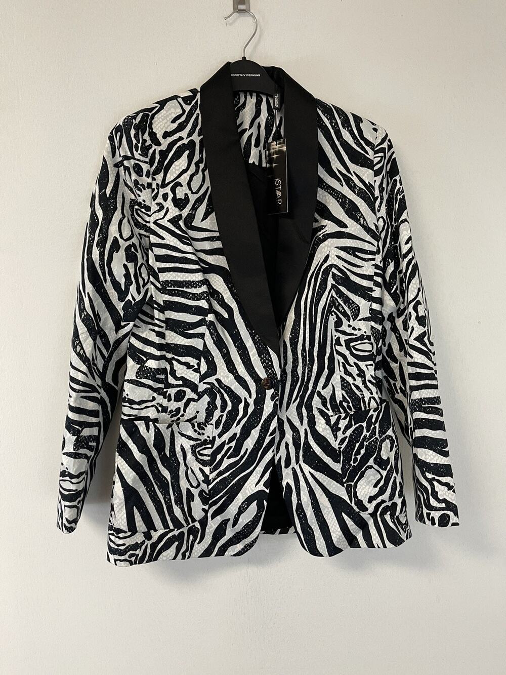 Julian Macdonald Blazer Jacket Womens 6 Zebra Sport Jacket Black UK:10 N207